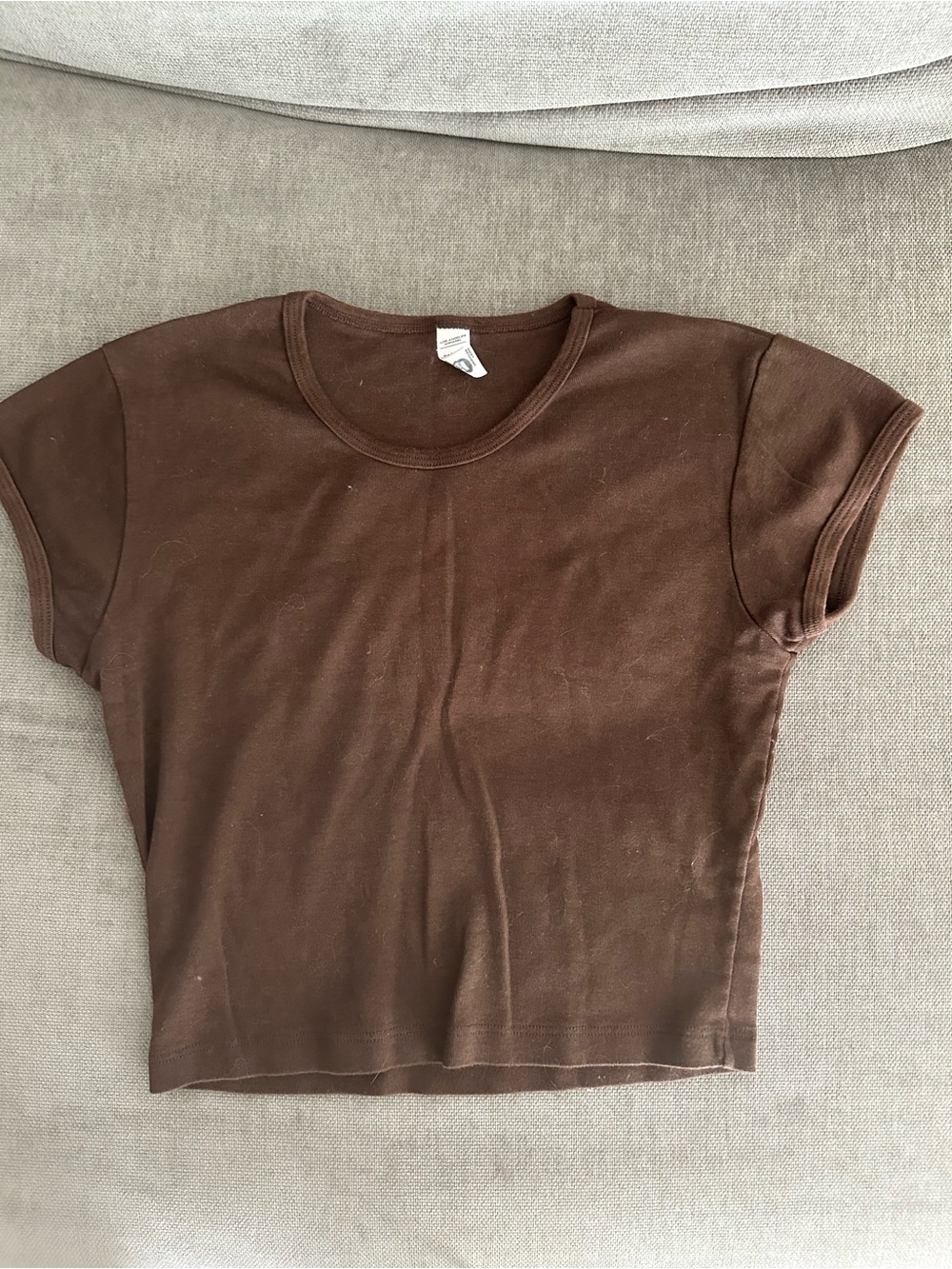 Los Angeles Apparel Brown Cropped Crewneck Tee